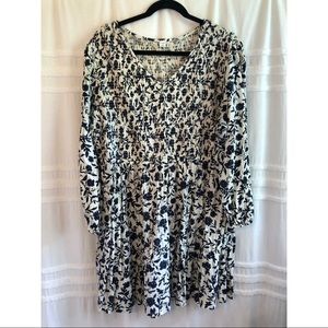 Smocked Long Sleeve Floral Dress